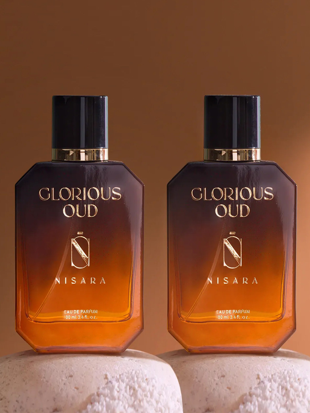 

NISARA Set Of 2 Glorious Oud Fragrance Eau De Parfum - 100ml Each, Brown