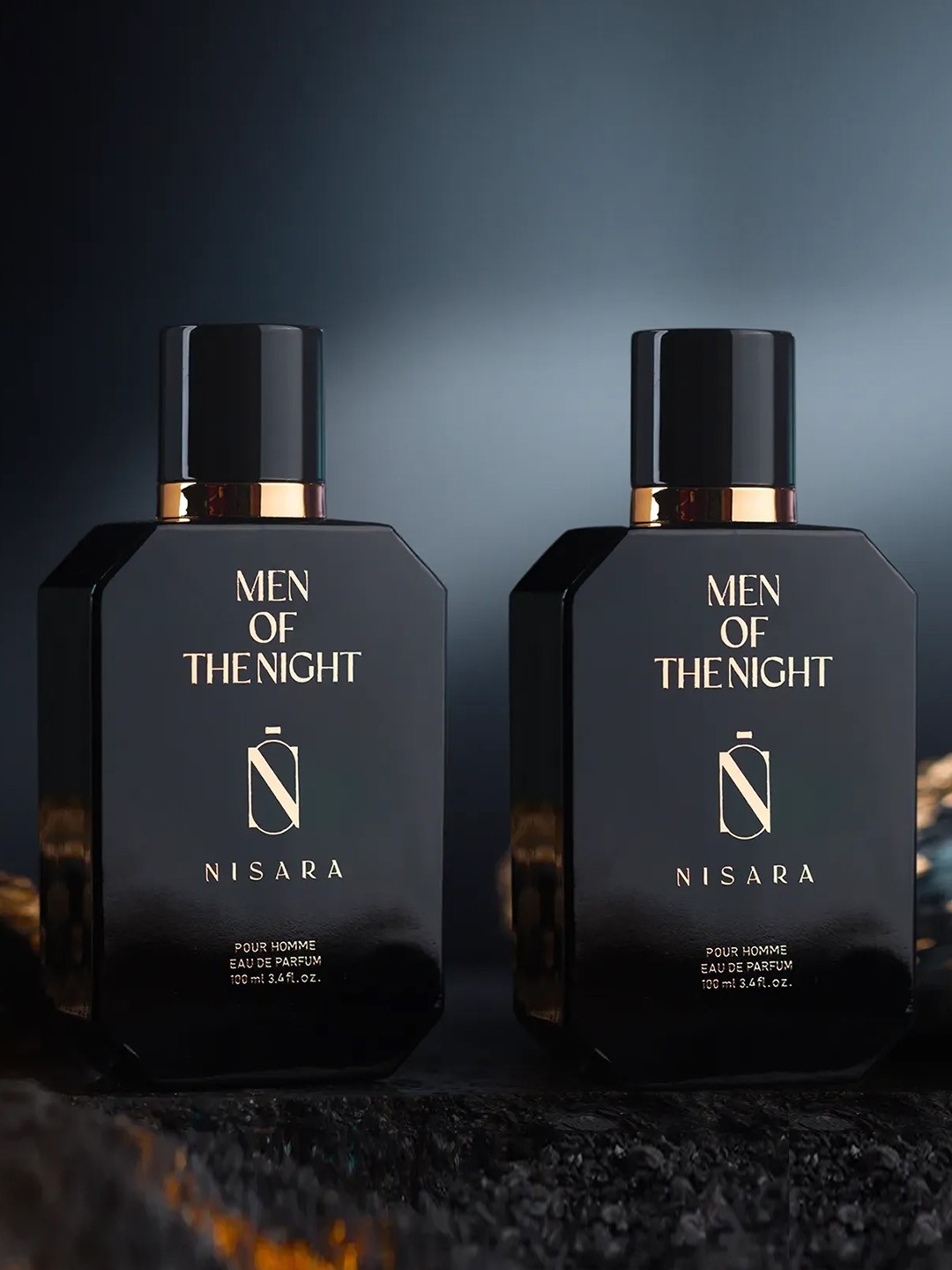 

NISARA Set of 2 Men Of The Night Long Lasting Eau De Parfum - 100 ml each, Black