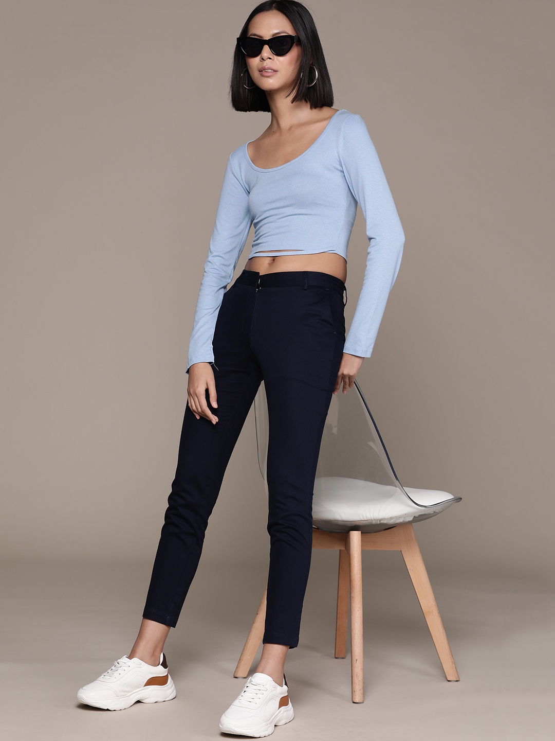 

Roadster Skinny Fit Cigarette Trousers, Navy blue