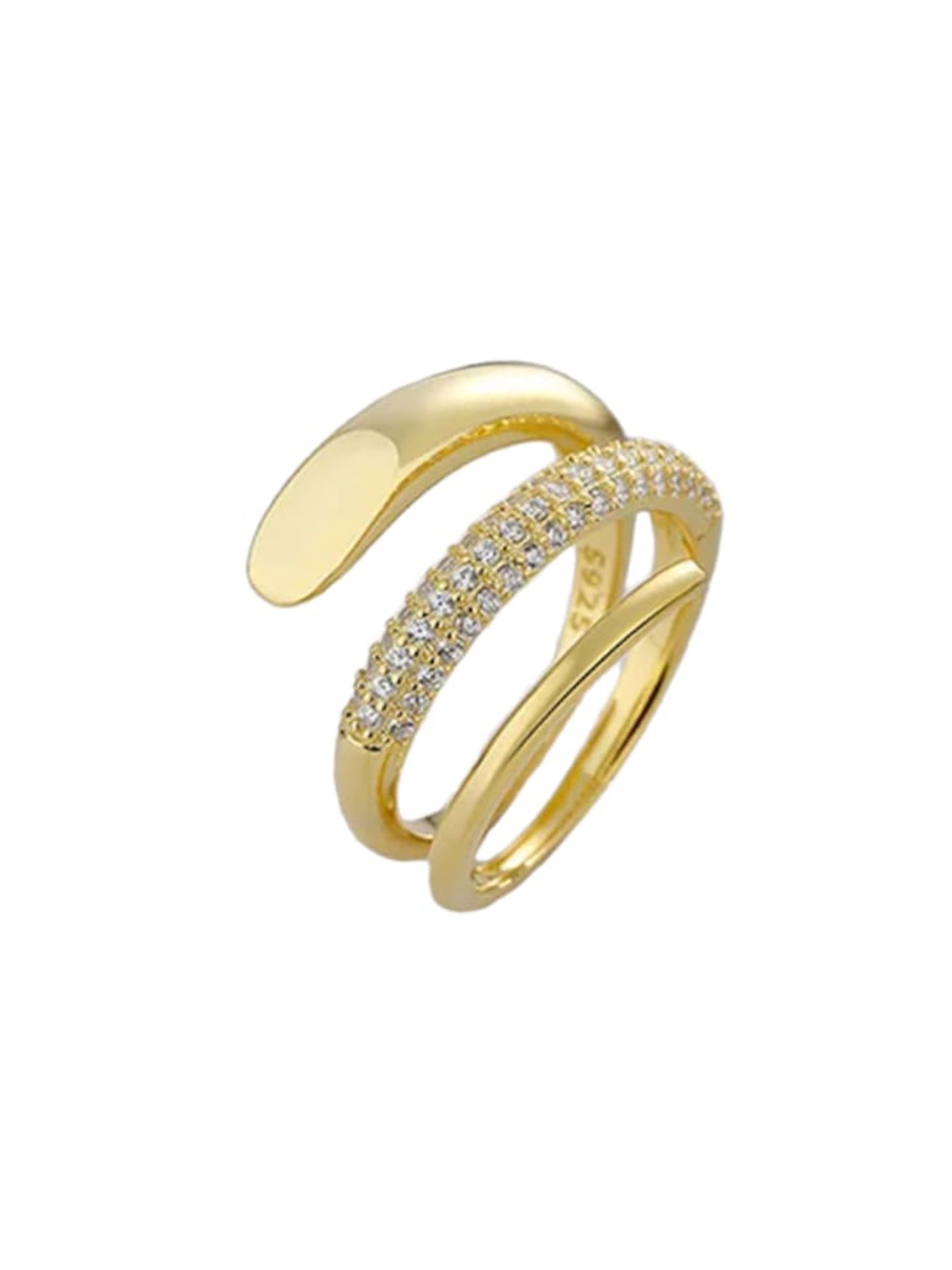 

KRYSTALZ Gold-Plated CZ-Studded Adjustable Finger Ring