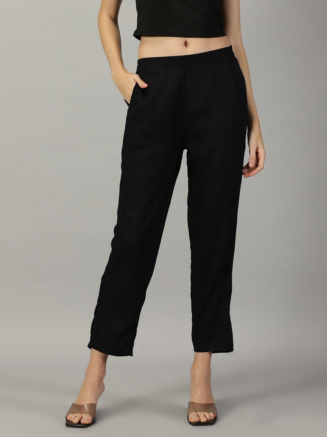 

HAY Mid-Rise Regular Fit Relaxed Straight Leg Casual Trousers, Black