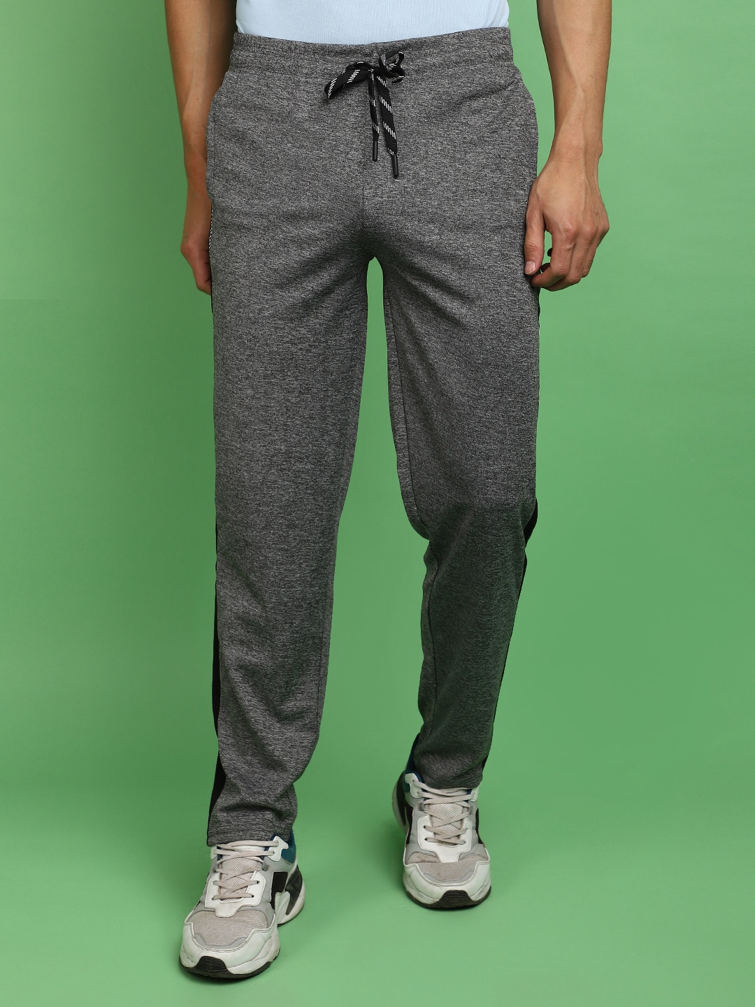 

V-Mart Men Striped Mid-Rise Cotton Track Pant, Grey