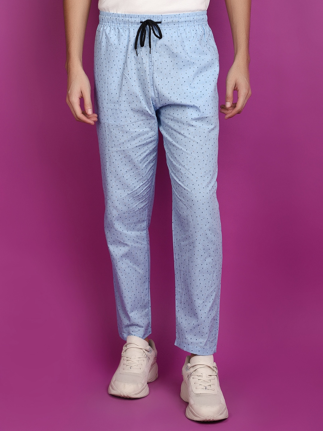 

V-Mart Men Cotton Mid Rise Track Pant, Blue