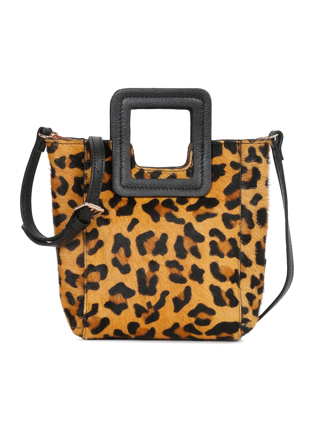 

Suvaska Animal Printed Zip Detail Leather Structured Handheld Bag, Mustard