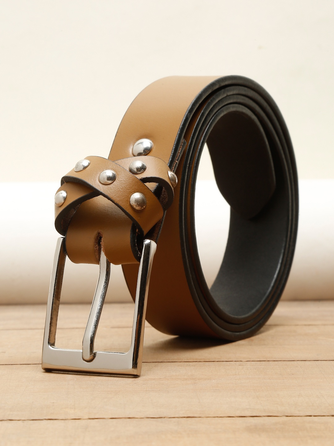 

Suvaska Unisex Leather Belt, Camel brown