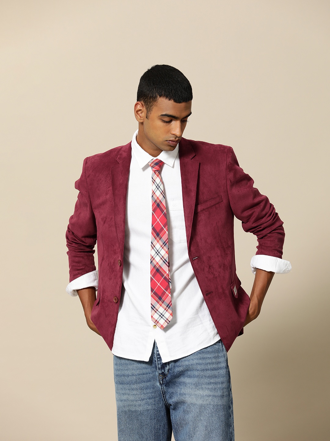 

Mr Bowerbird Single-Breasted Tailored Fit Blazer, Maroon