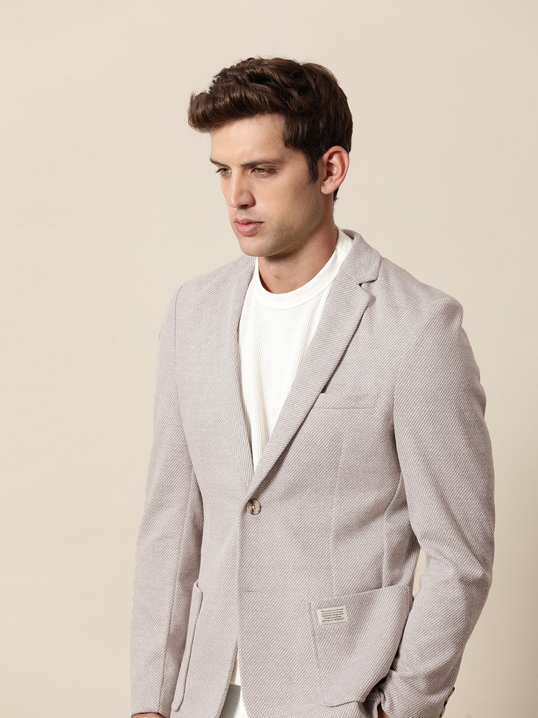 

Mr Bowerbird Single-Breasted Tailored Fit Blazer, Grey