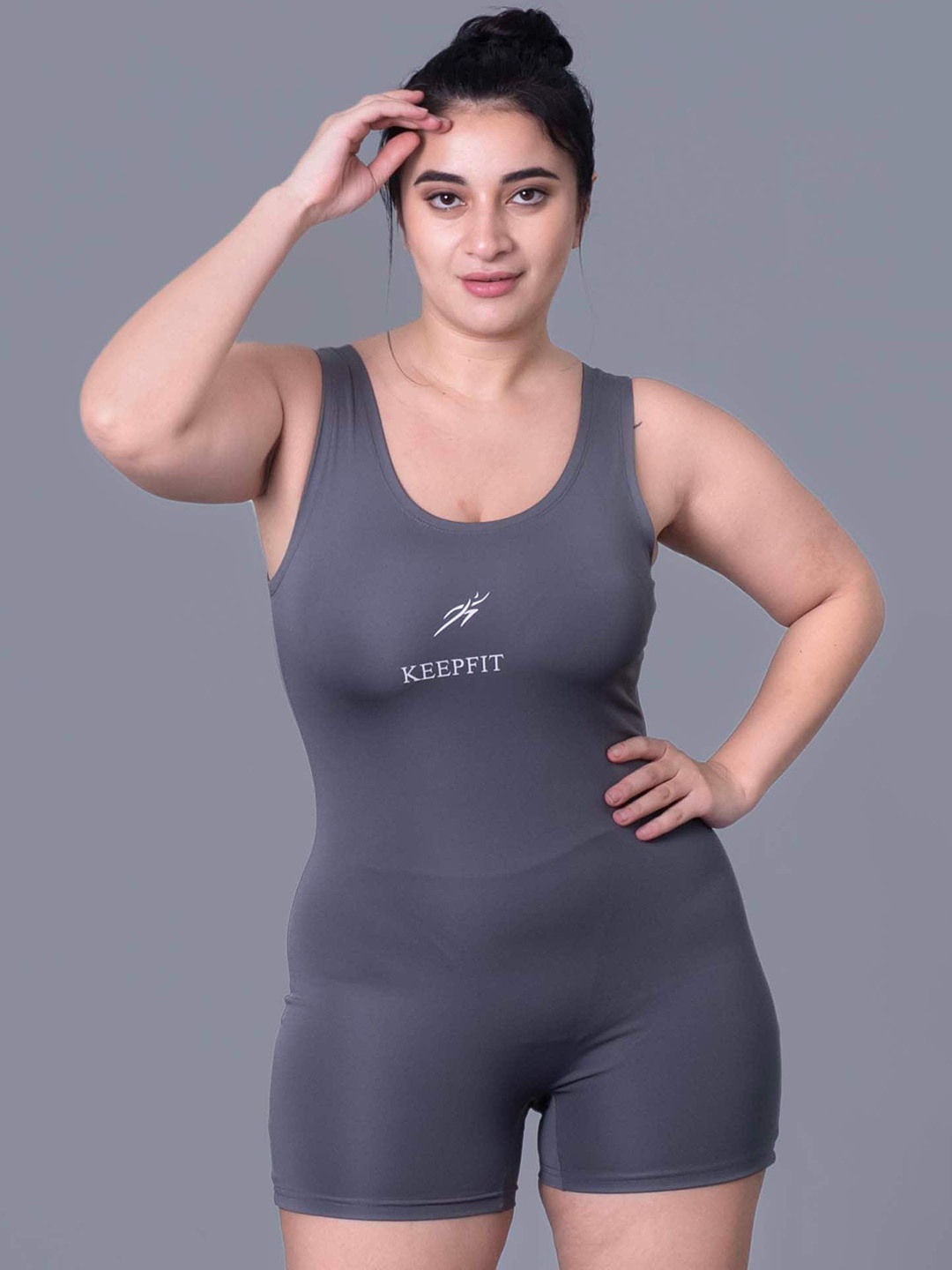 

Keepfit Plus Size N9 Antibacterial Rapid Dry Sleeveless Legsuit, Grey