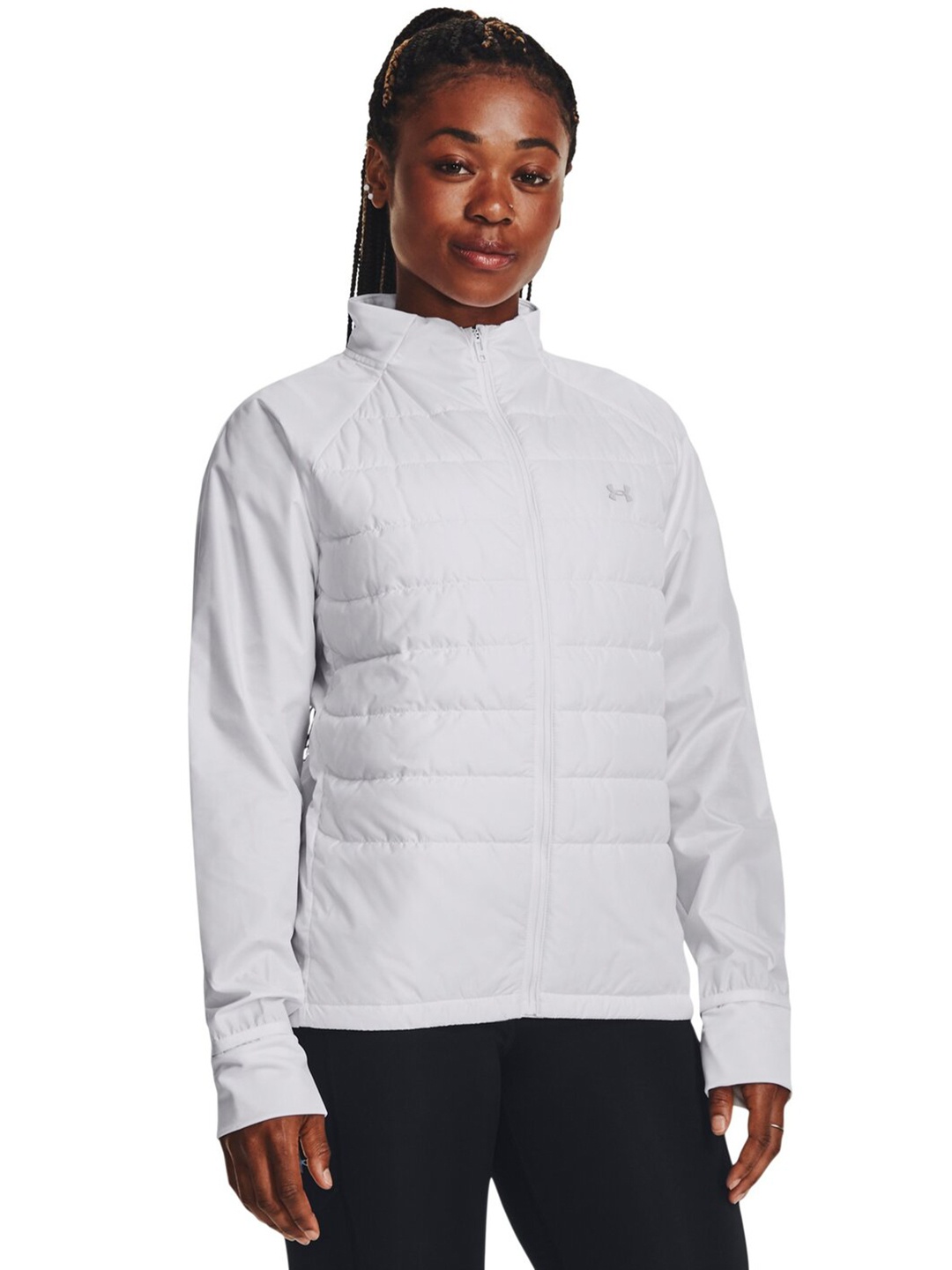 

UNDER ARMOUR Storm Insulated Run Hybrid Mock Collar Sporty Jacket, White