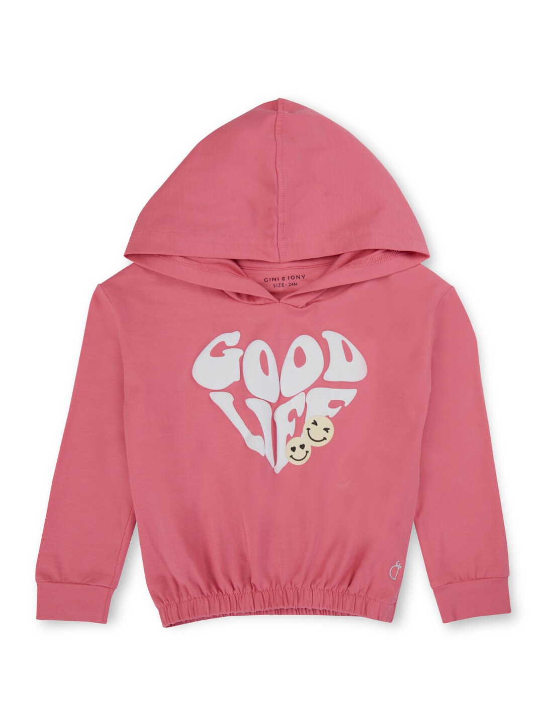 

Gini and Jony Girls Typography Printed Cotton Hooded Sweatshirts, Pink
