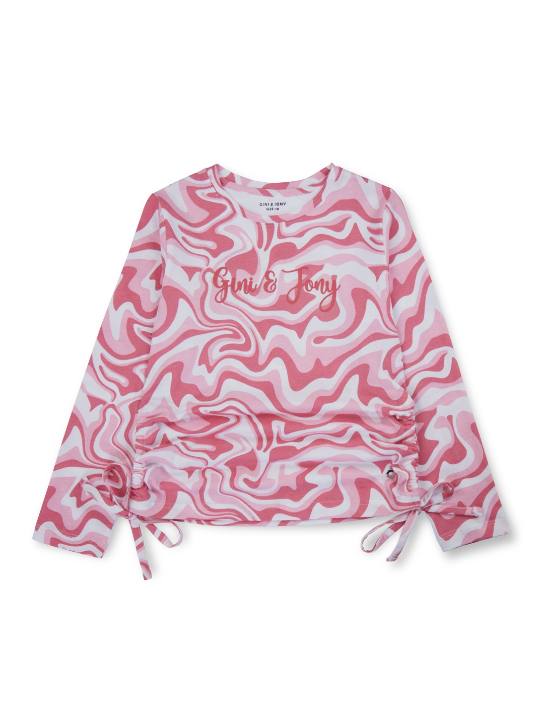 

Gini and Jony Girls Printed Cotton Top, Pink