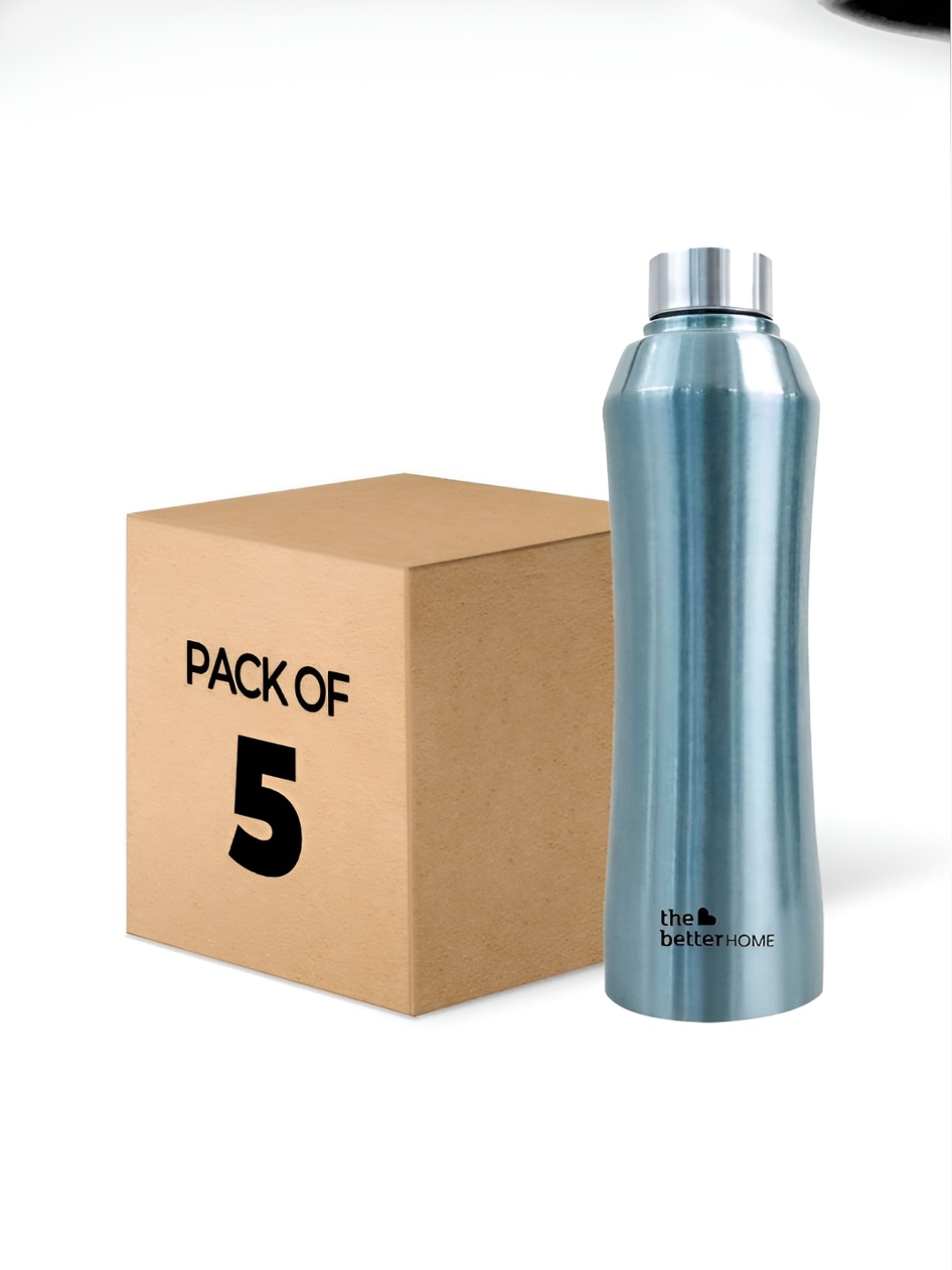 

The Better Home Blue 5 Pieces Stainless Steel BPA Free Water Bottles 1 L Each