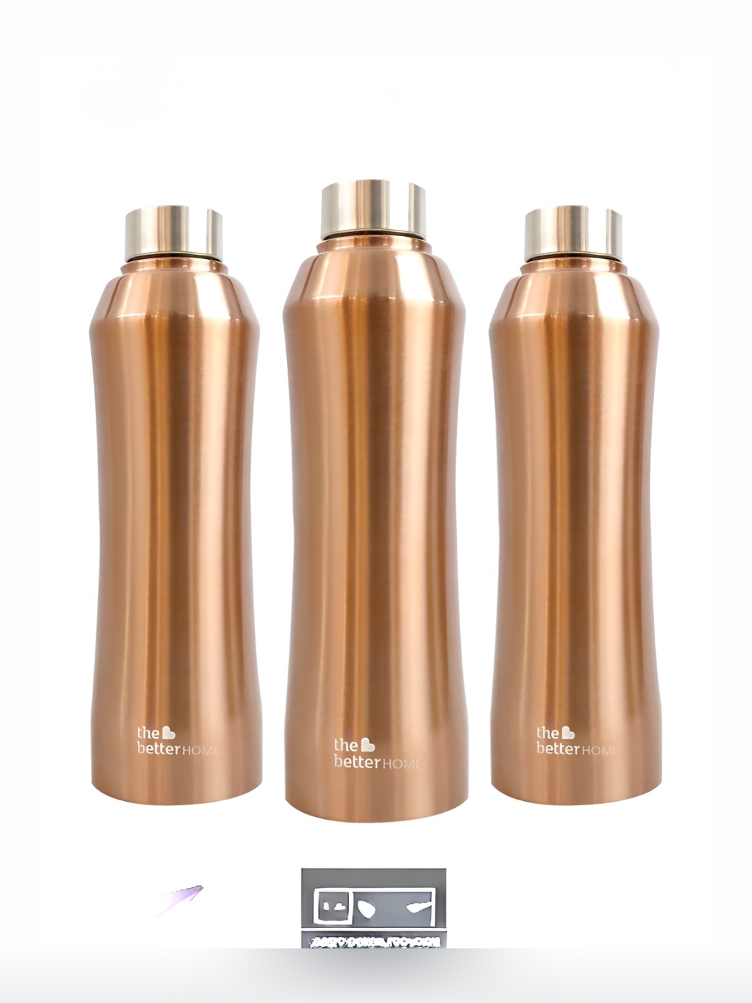 

The Better Home Copper Toned 3 Pieces Stainless Steel Water Bottle 1 L Each