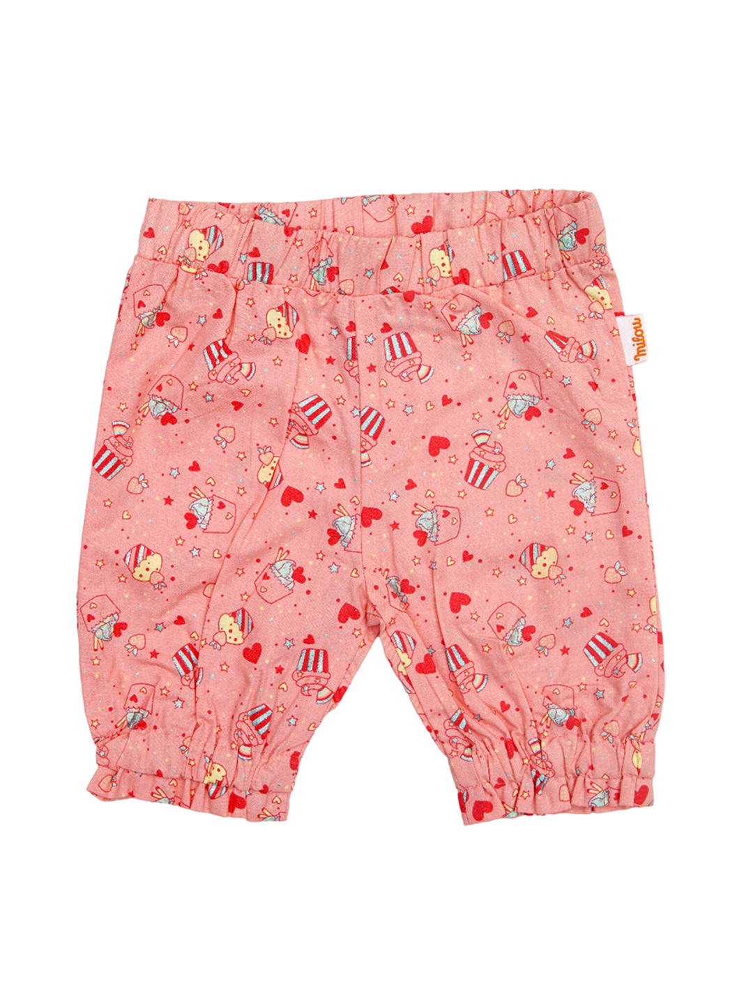 

milou Girls Conversational Printed Pure Cotton Shorts, Peach