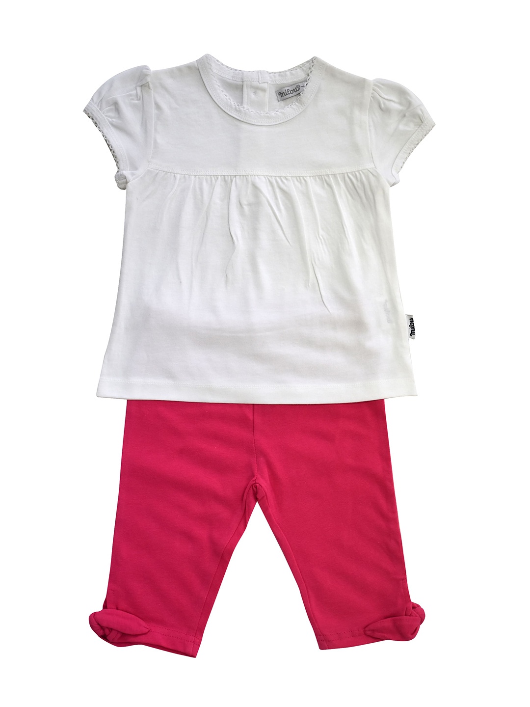 

milou Girls Short Sleeves Pure Cotton Top With Trousers, White