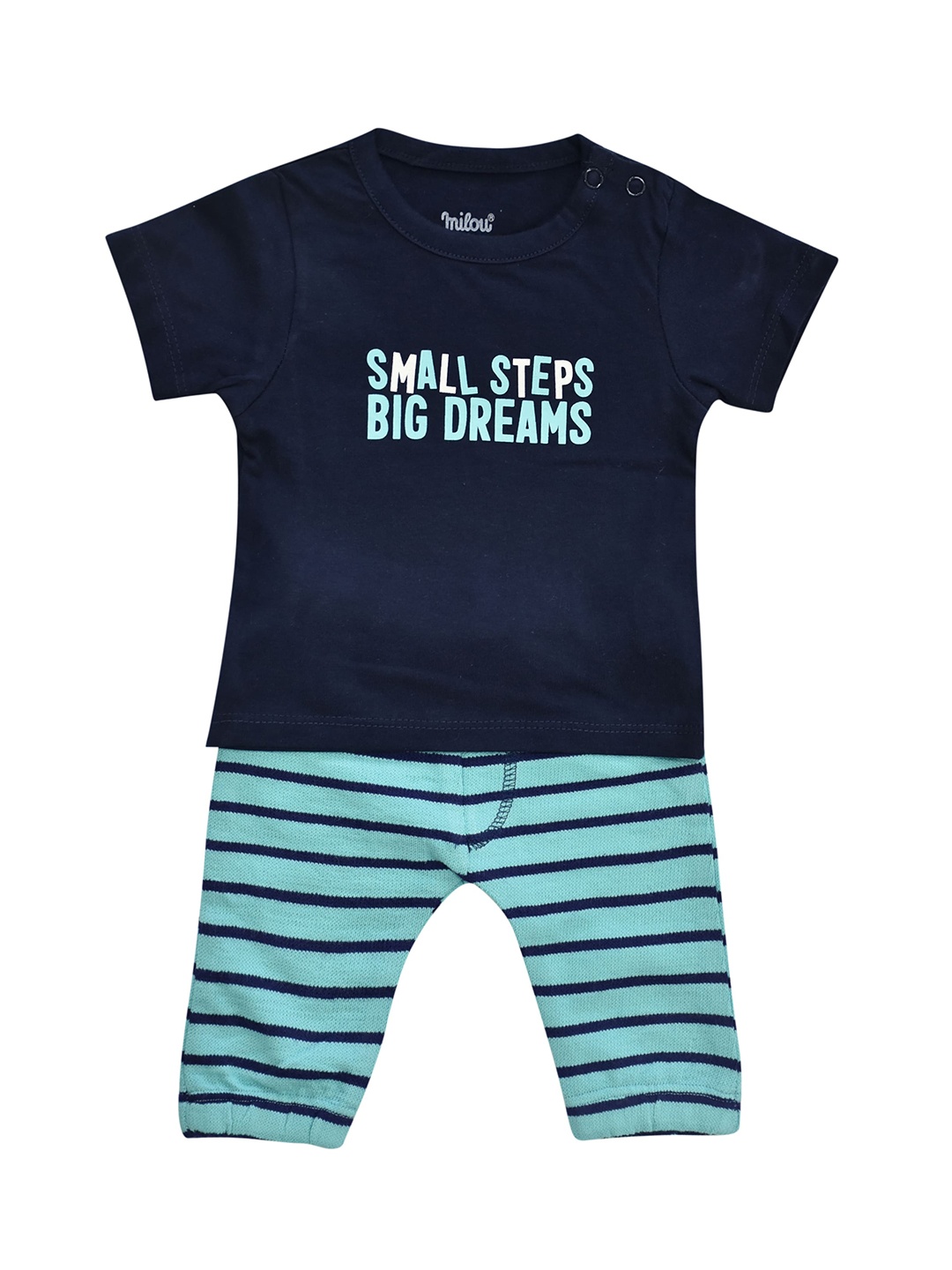 

milou Infant Boys Typography Printed T-shirt With Trousers, Navy blue