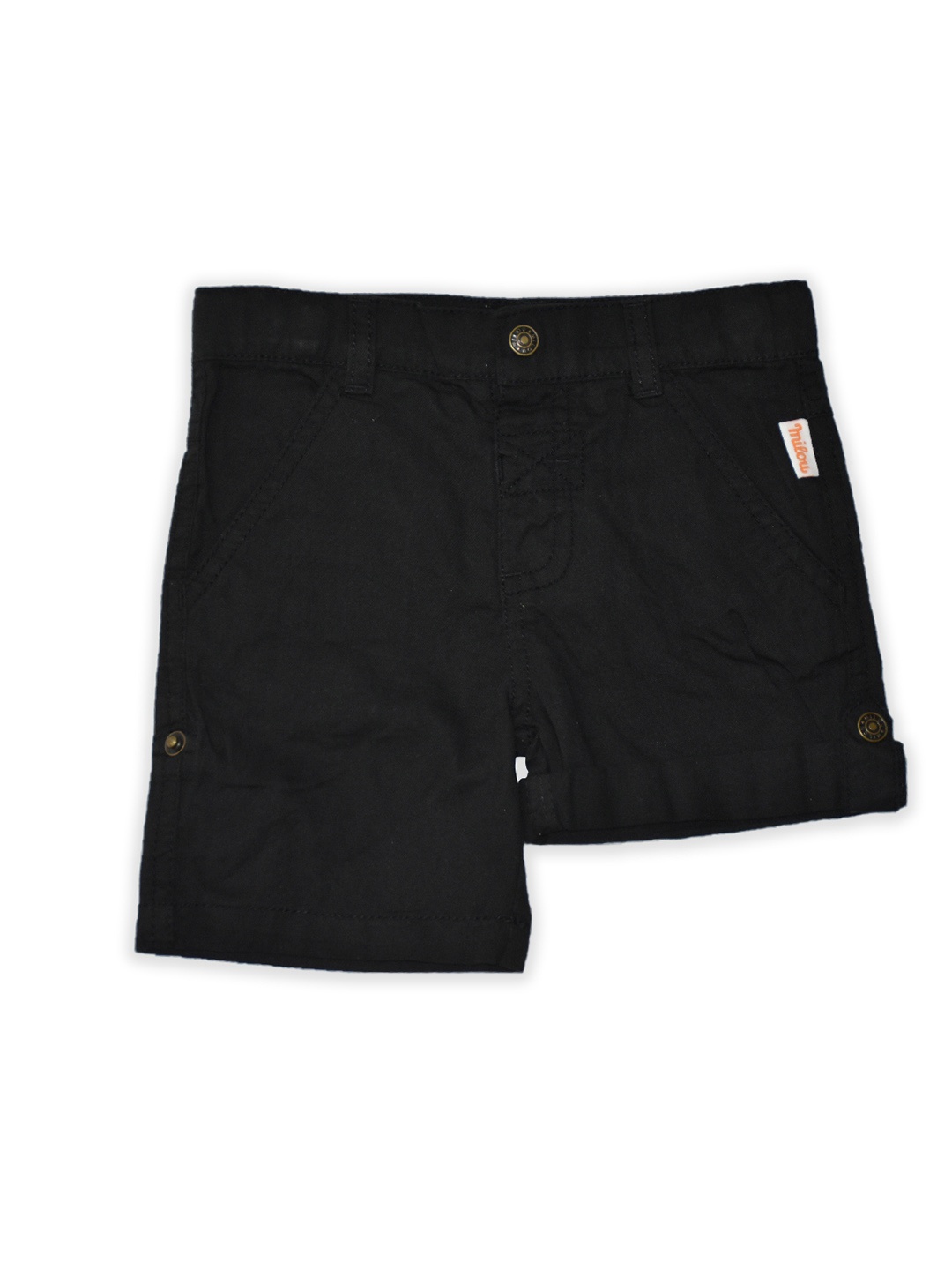 

milou Boys Mid-Rise Rollup Pure Cotton Shorts, Black