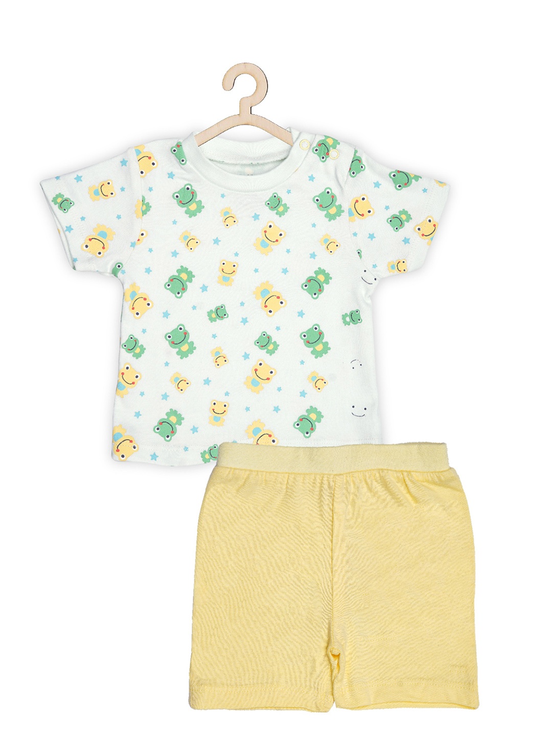 

milou Infant Boys Conversational Printed Pure Cotton T-shirt With Shorts, White
