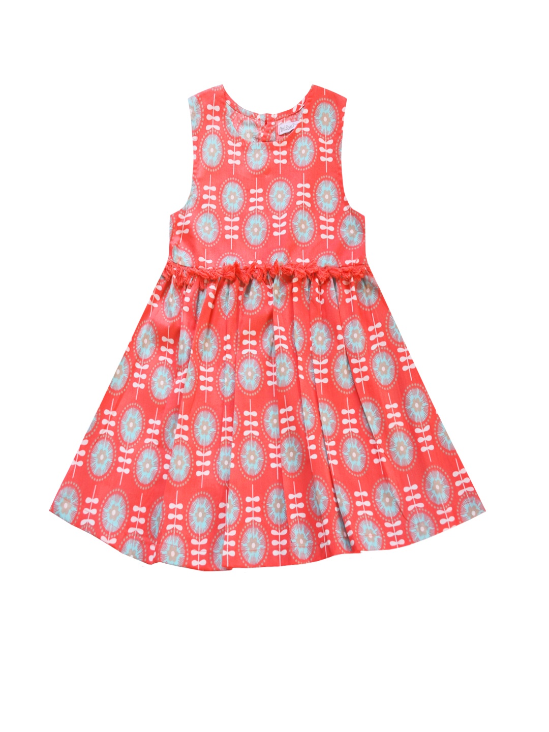 

milou Sleeveless Floral Printed Fit & Flare Cotton Opaque Casual Dress, Red