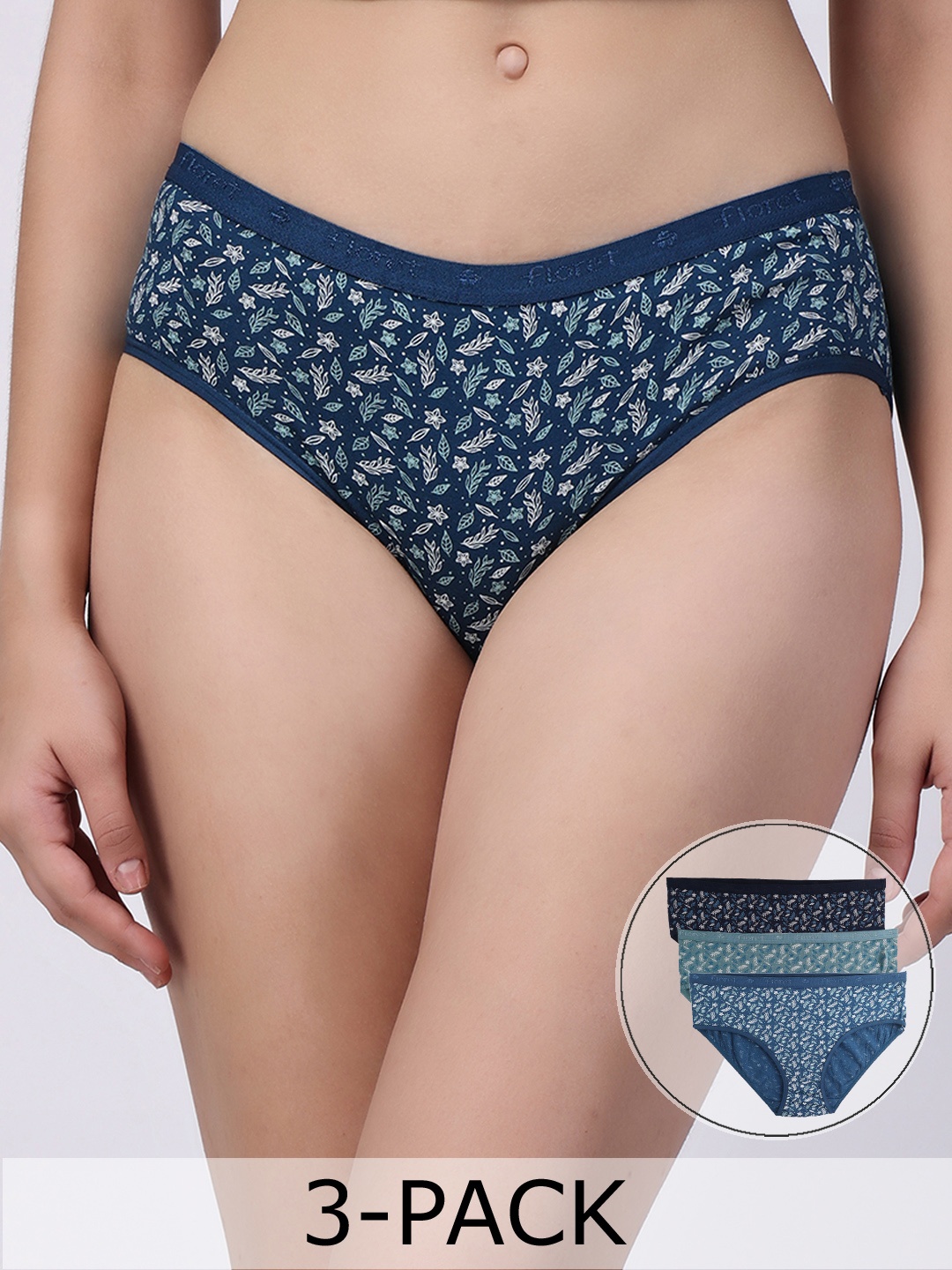 

Floret Pack Of 3 Assorted Hipster Briefs