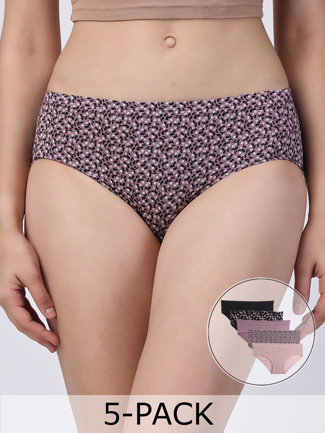 

Floret Pack Of 5 Assorted Hipster Briefs