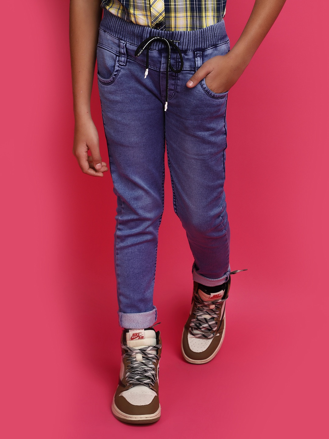 

V-Mart Boys Mid Rise Clean Look Heavy Fade Cotton Jeans, Blue