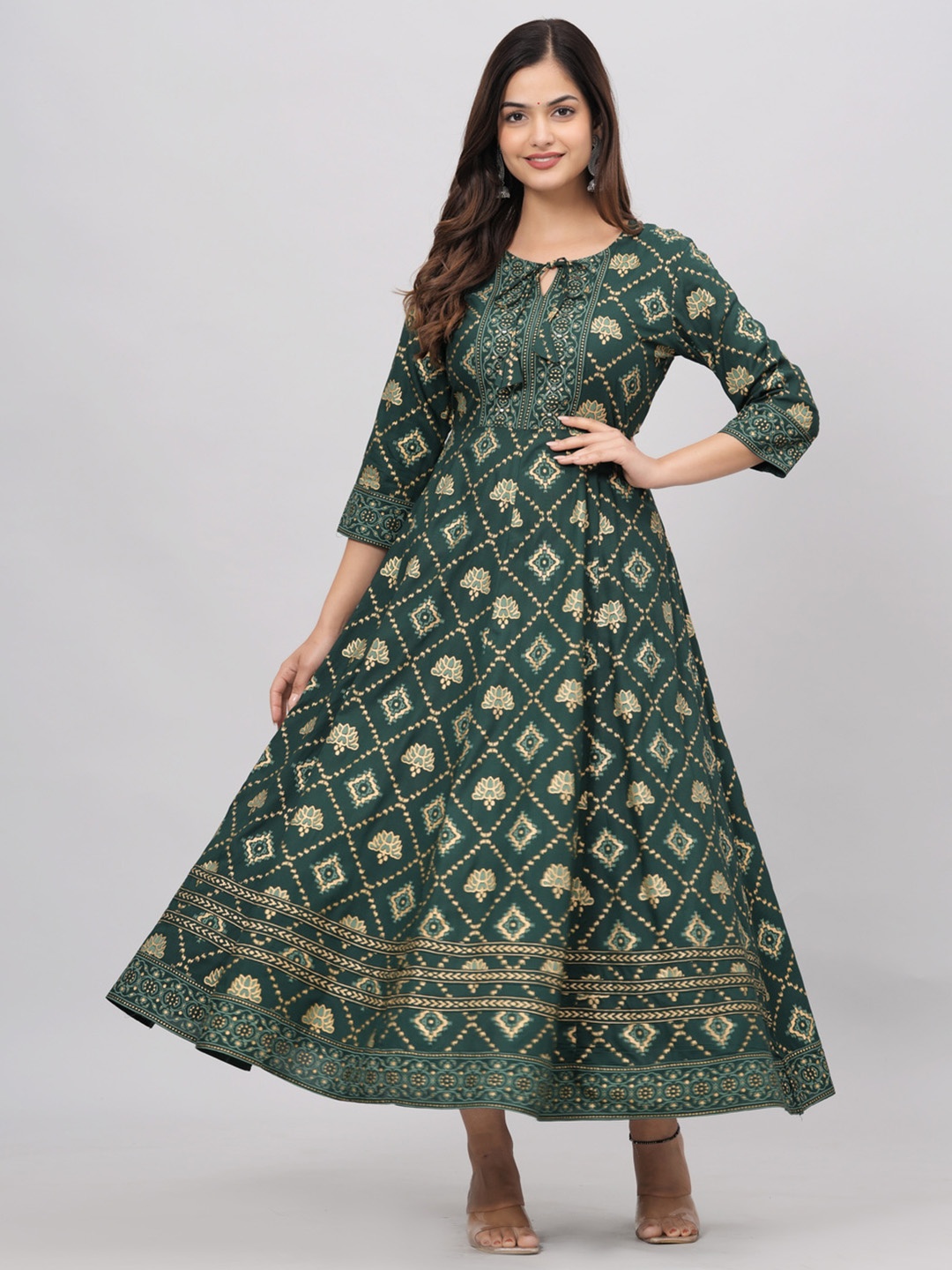 

SAABHI Ethnic Motifs Printed Anarkali Kurta, Green