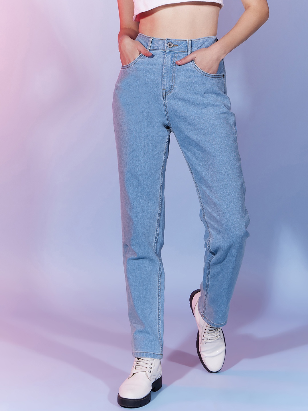 

DressBerry Women Blue Comfort Relaxed Fit High-Rise Clean Look Stretchable Jeans