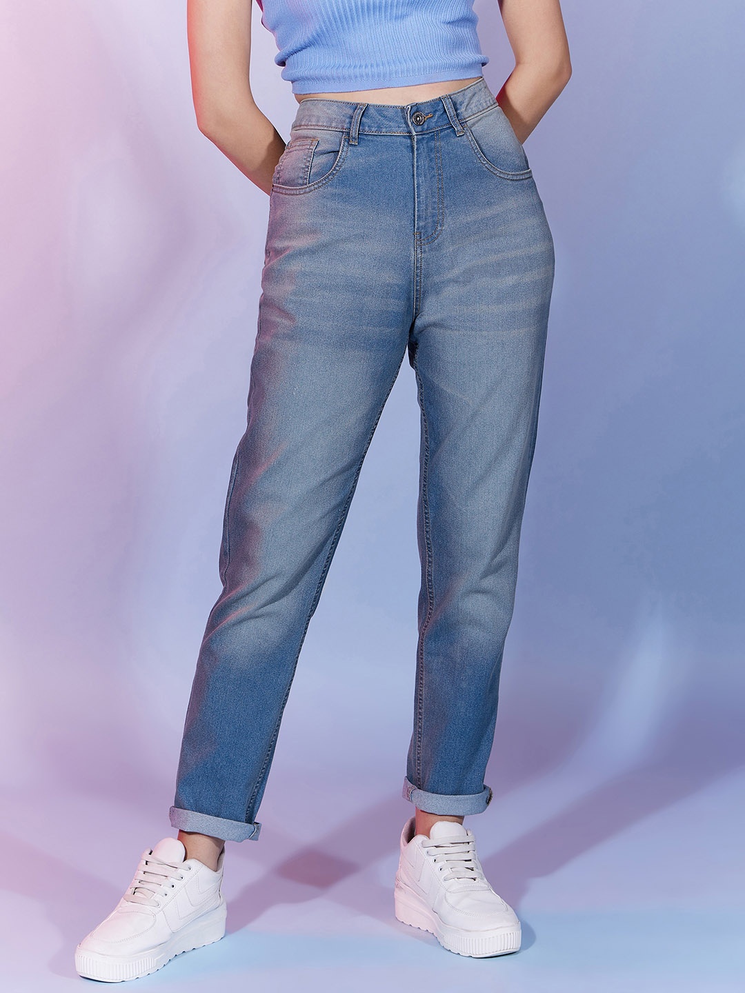 

DressBerry Women Blue Comfort Relaxed Fit High-Rise Clean Look Stretchable Jeans