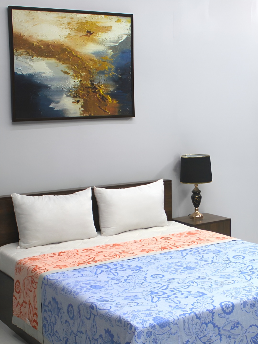 

BOMBAY DYEING Brown & Blue Floral AC Room 500 GSM Double Bed Dohar