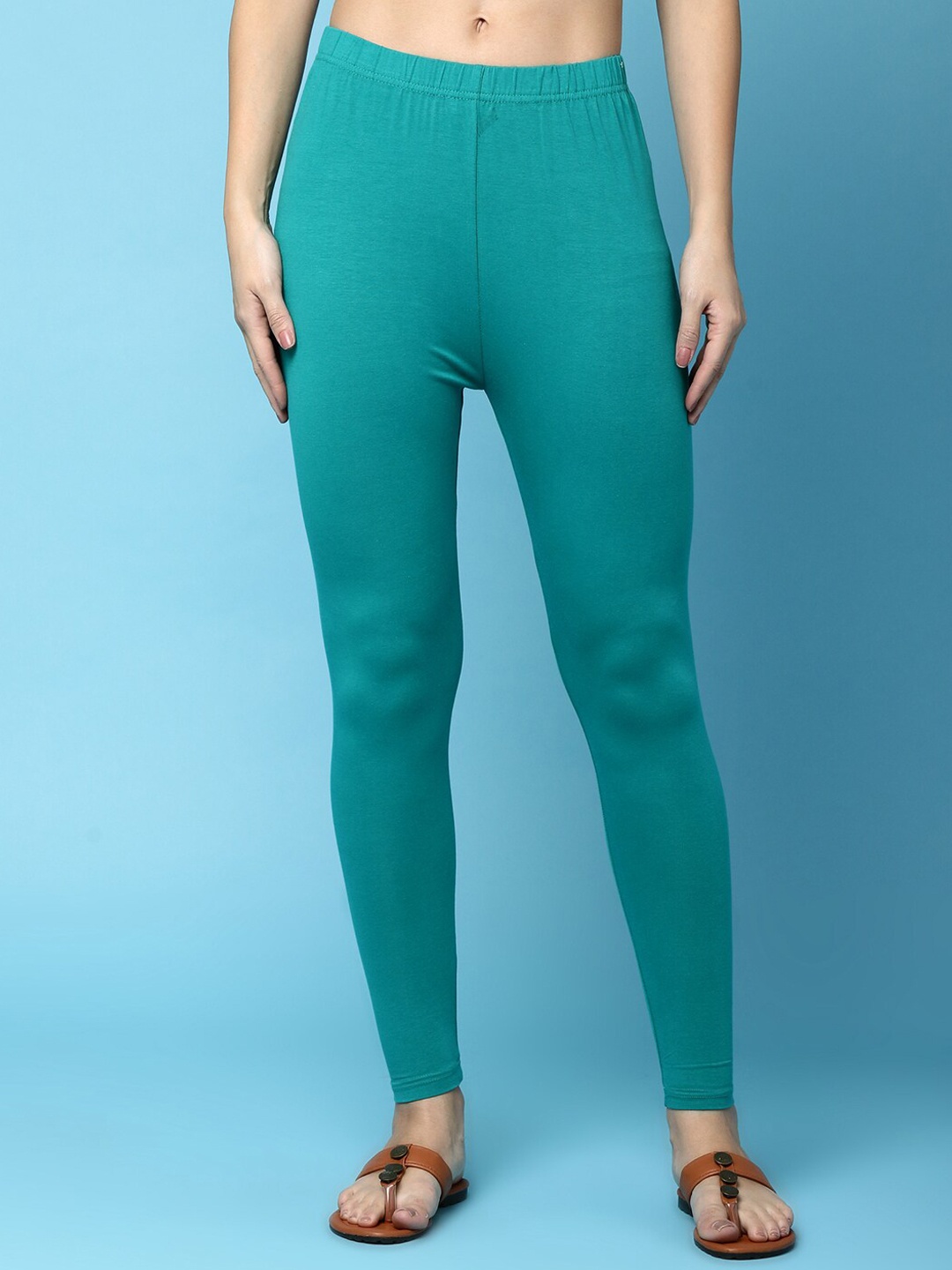 

V-Mart Cotton Ankle-Length Leggings, Teal