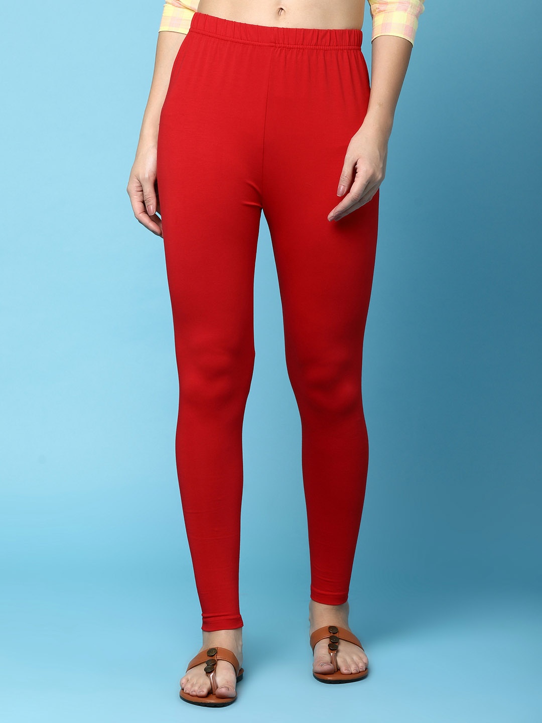 

V-Mart Cotton Churidar Length Leggings, Red