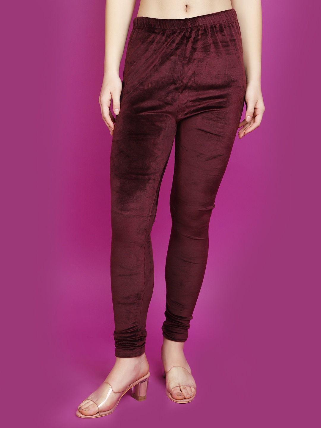 

V-Mart Cotton Churidar-Length Leggings, Maroon