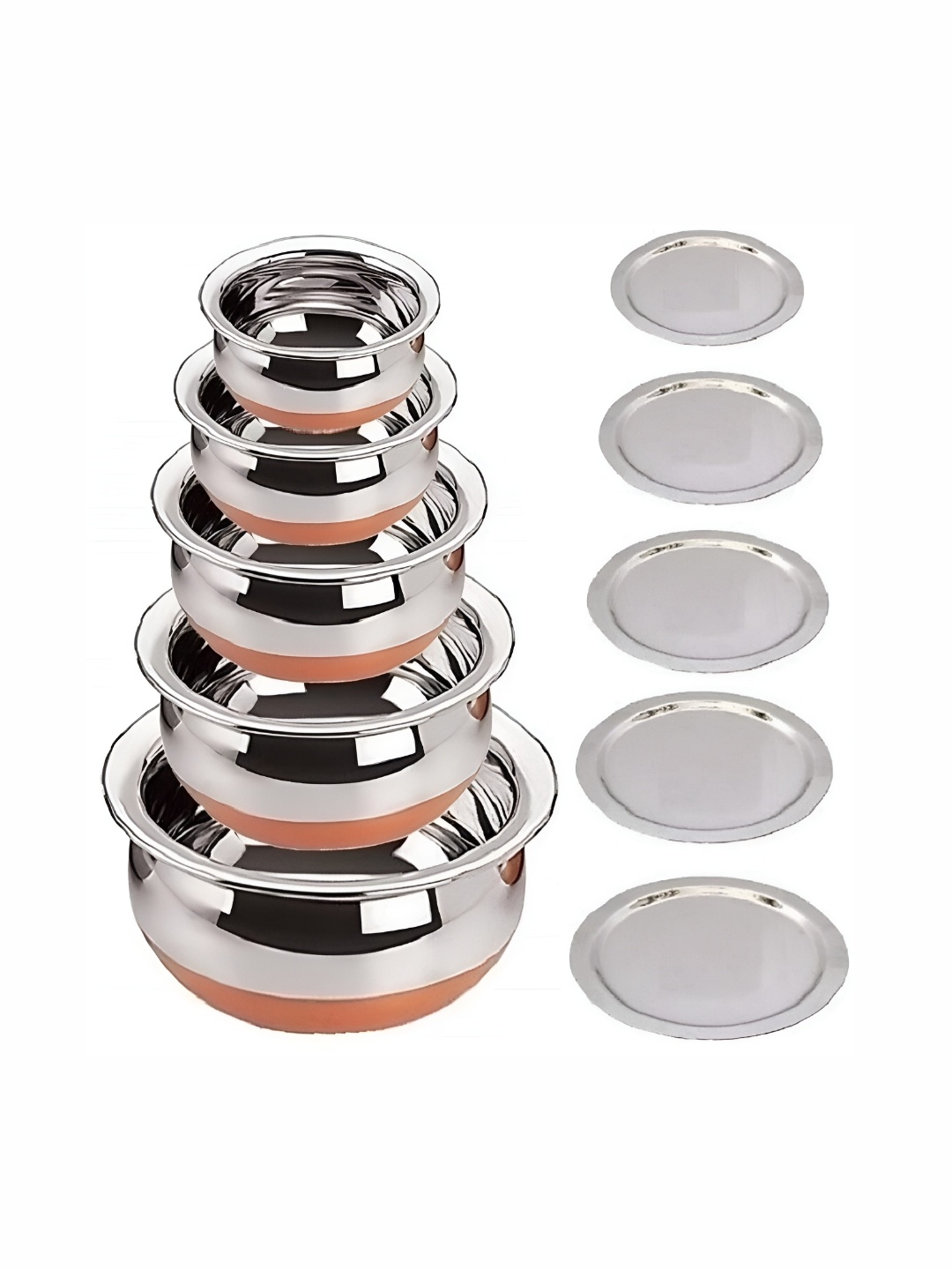 

RBGIIT Steel 5 Pieces Stainless Steel Glossy Bowls