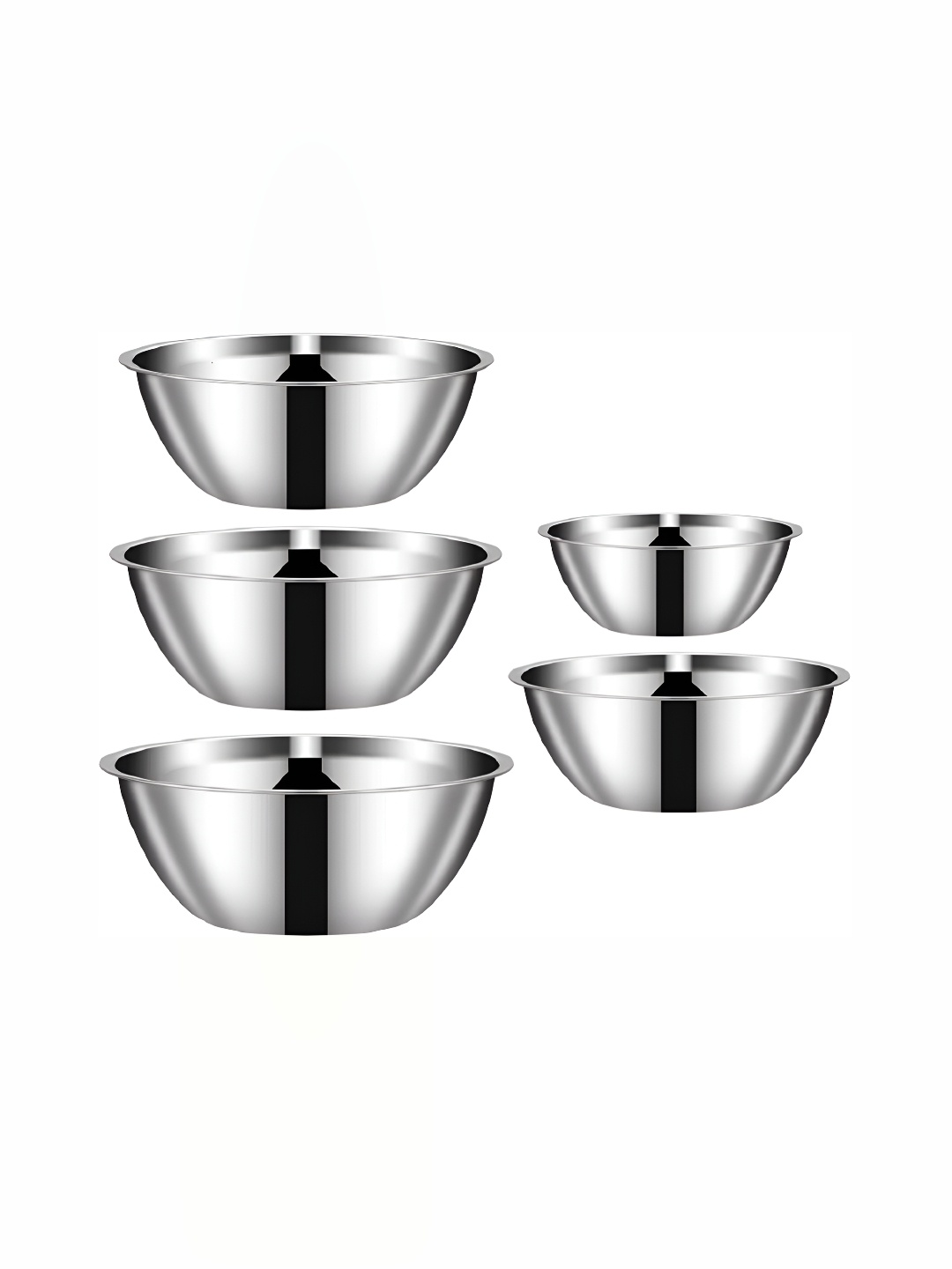 

RBGIIT Steel 5 Pieces Stainless Steel Glossy Bowls