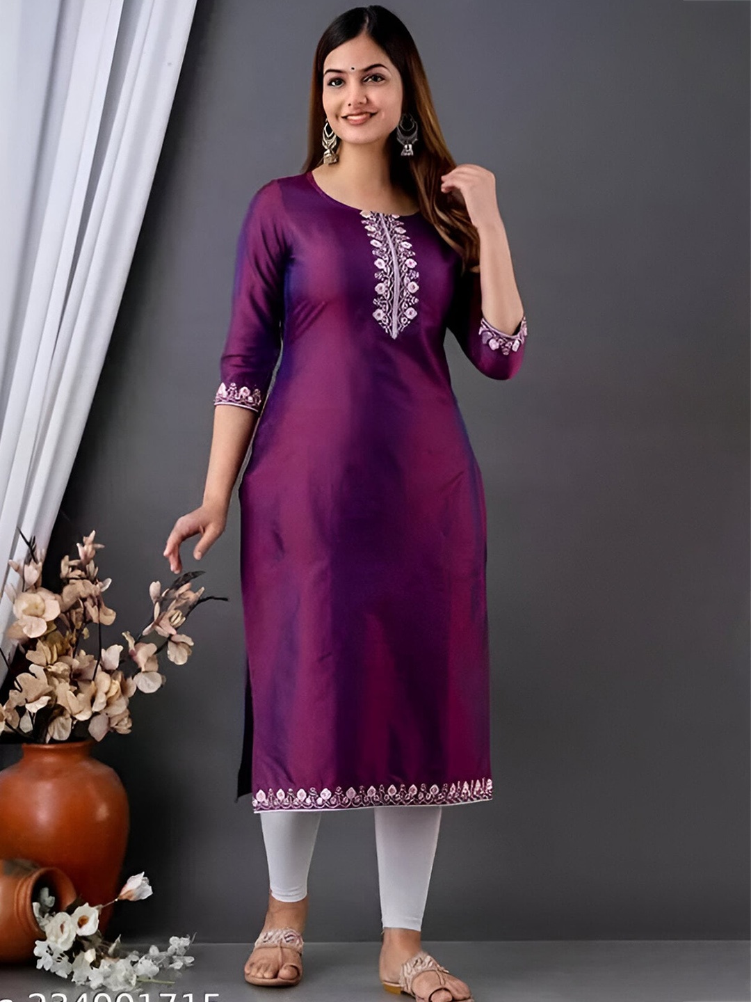 

Subh LAXMI Round Neck Straight Kurta, Purple