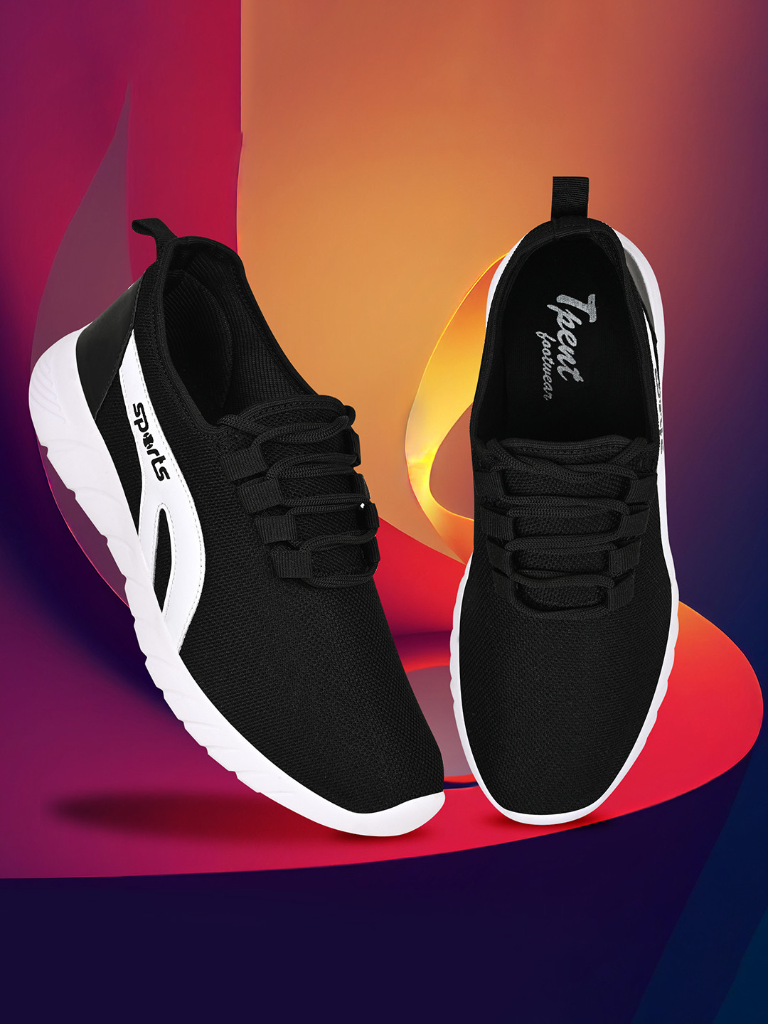 

TPENT Men Mesh Anti Odour Running Shoes, Black