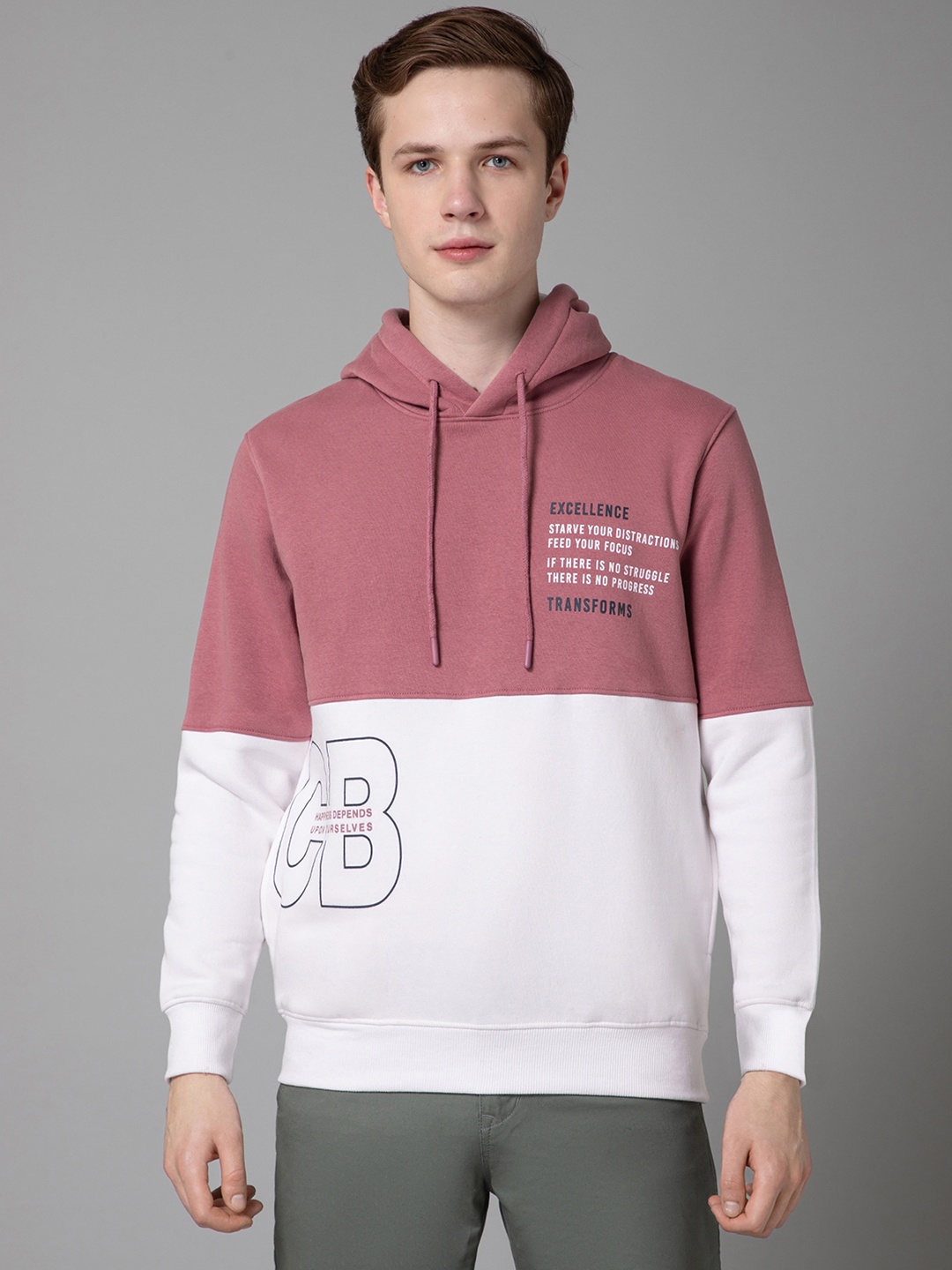 

Cantabil Colourblocked Fleece Hooded Pullover Sweatshirt, White