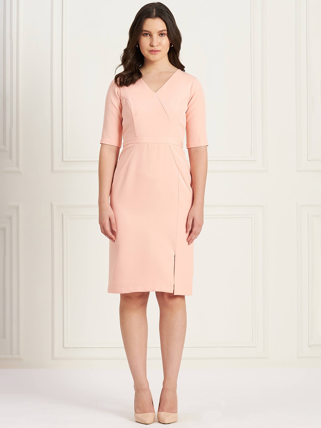 

SALT ATTIRE Sheath Casual Dress, Peach