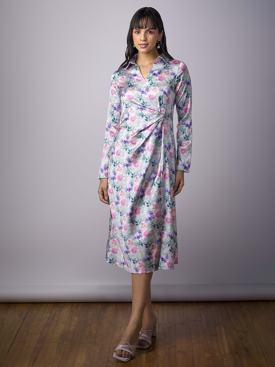 

SALT ATTIRE success-suits-her Floral Print Fit & Flare Midi Dress, Blue