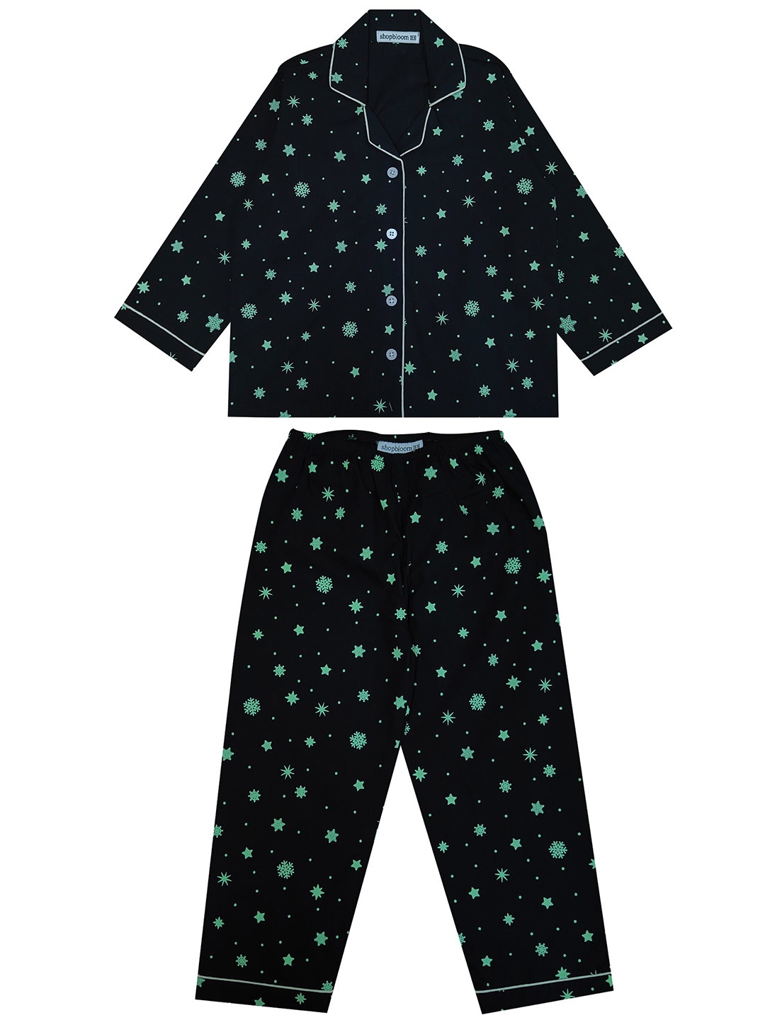 

shopbloom Kids Printed Long Sleeves Pure Cotton Night suit, Blue