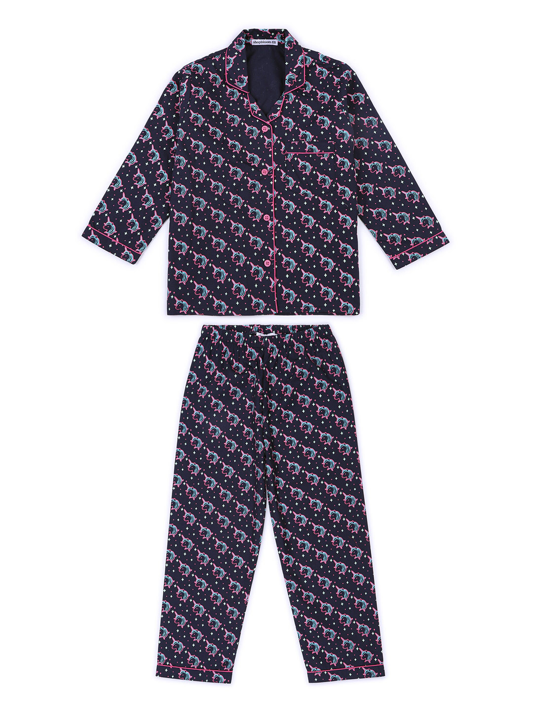 

shopbloom Kids Glow In The Dark Graphic Printed Pure Cotton Night Suit, Blue