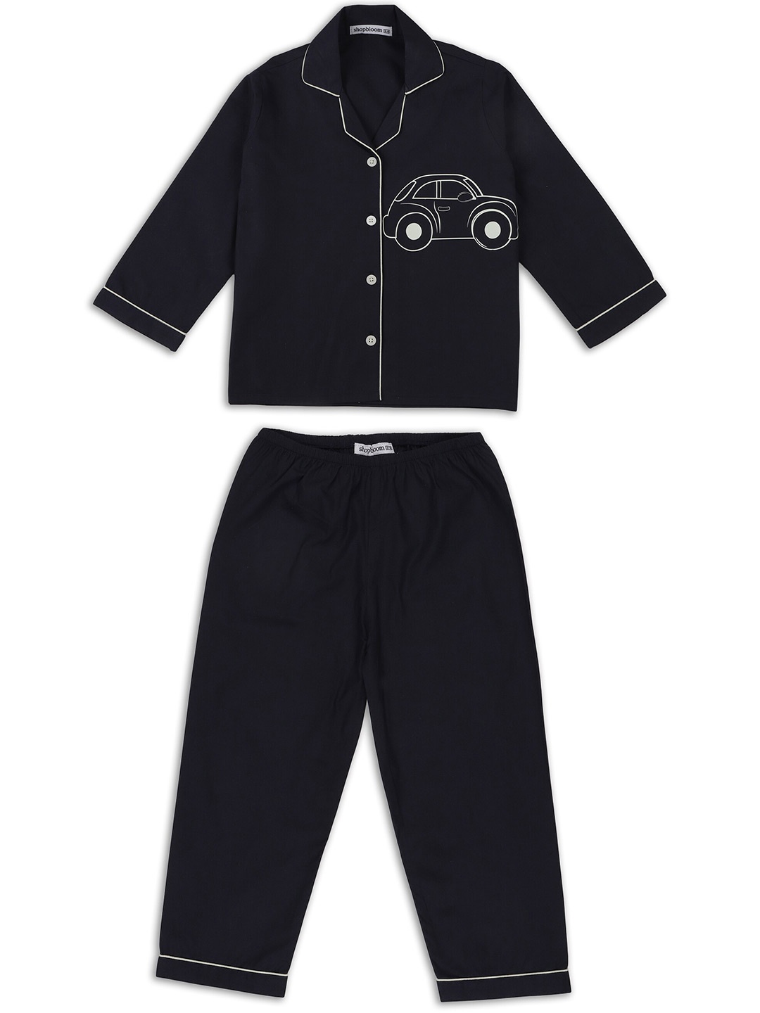 

shopbloom Kids Glow In The Dark Graphic Printed Pure Cotton Night Suit, Black