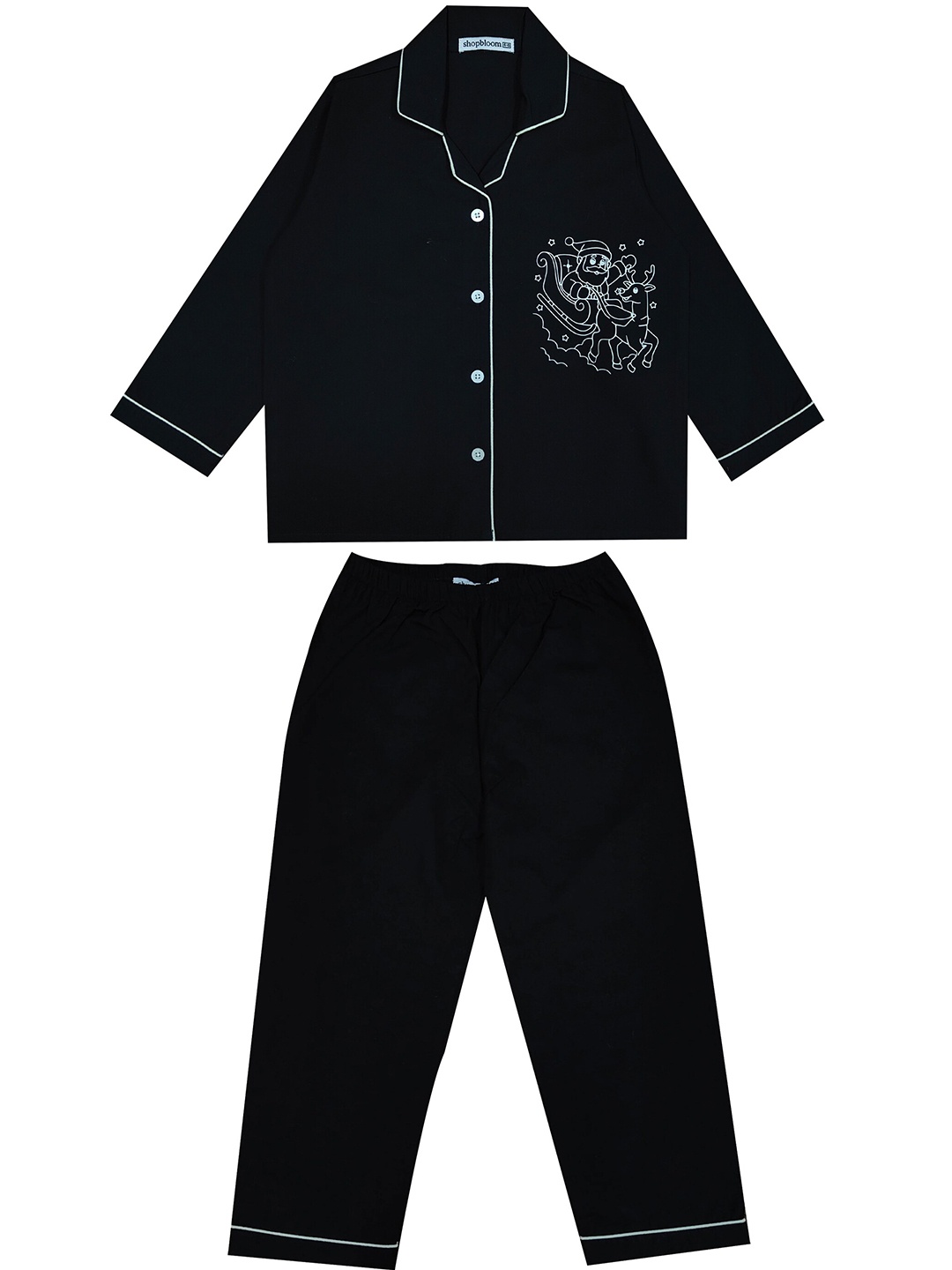 

shopbloom Kids Glow In The Dark Printed Pure Cotton Night Suit, Black