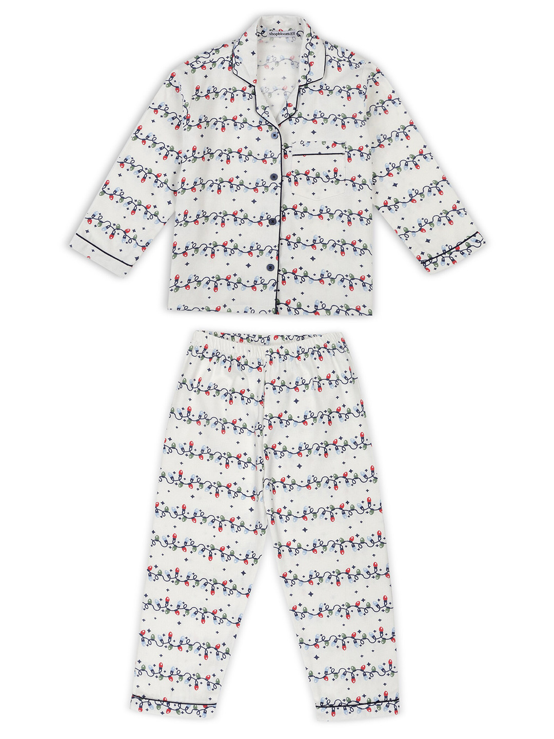 

shopbloom Kids Graphic Printed Pure Cotton Night Suit, White