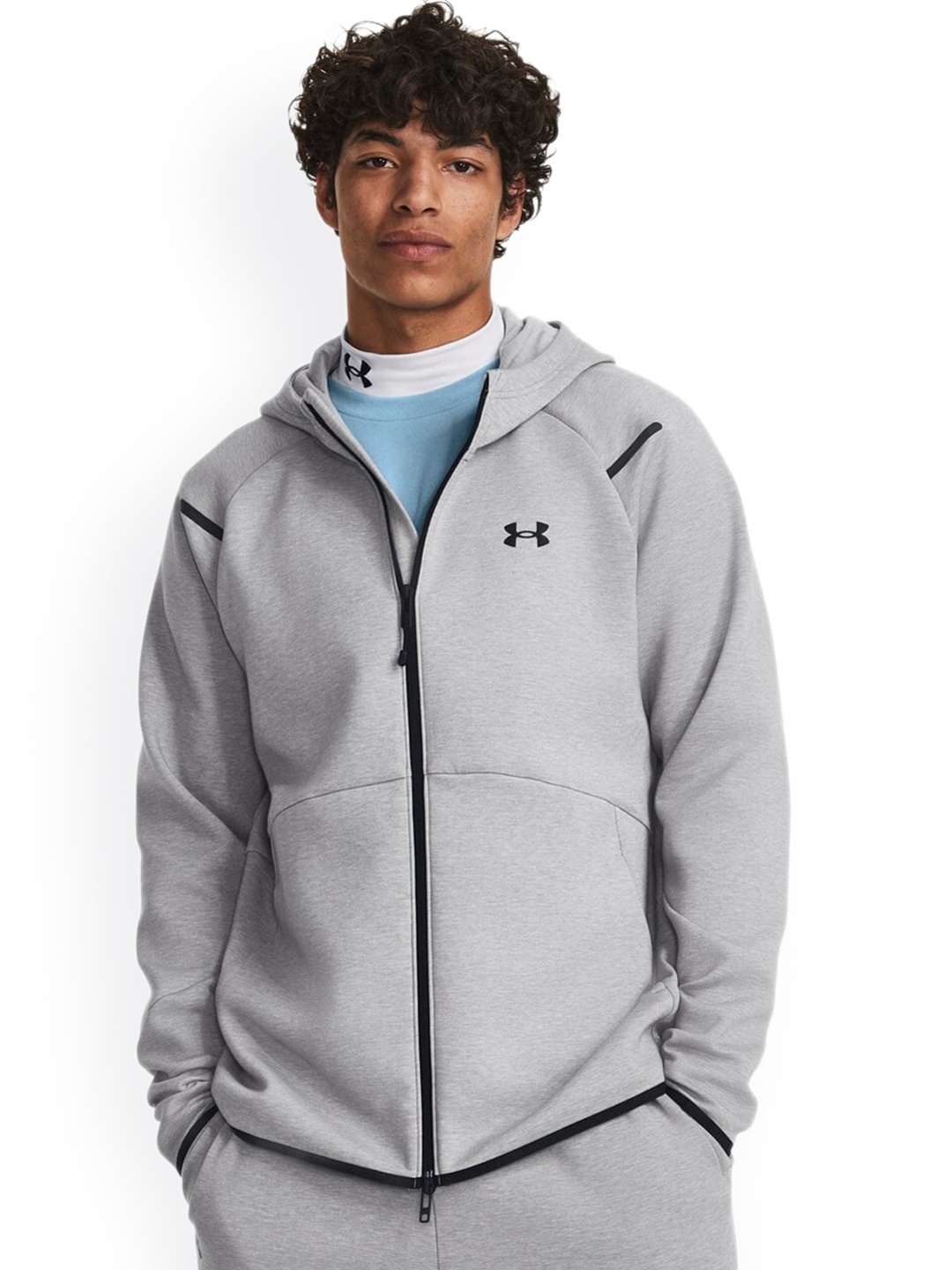 

UNDER ARMOUR Hooded Unstoppable Fleece Full-Zip Sporty Jacket, Grey