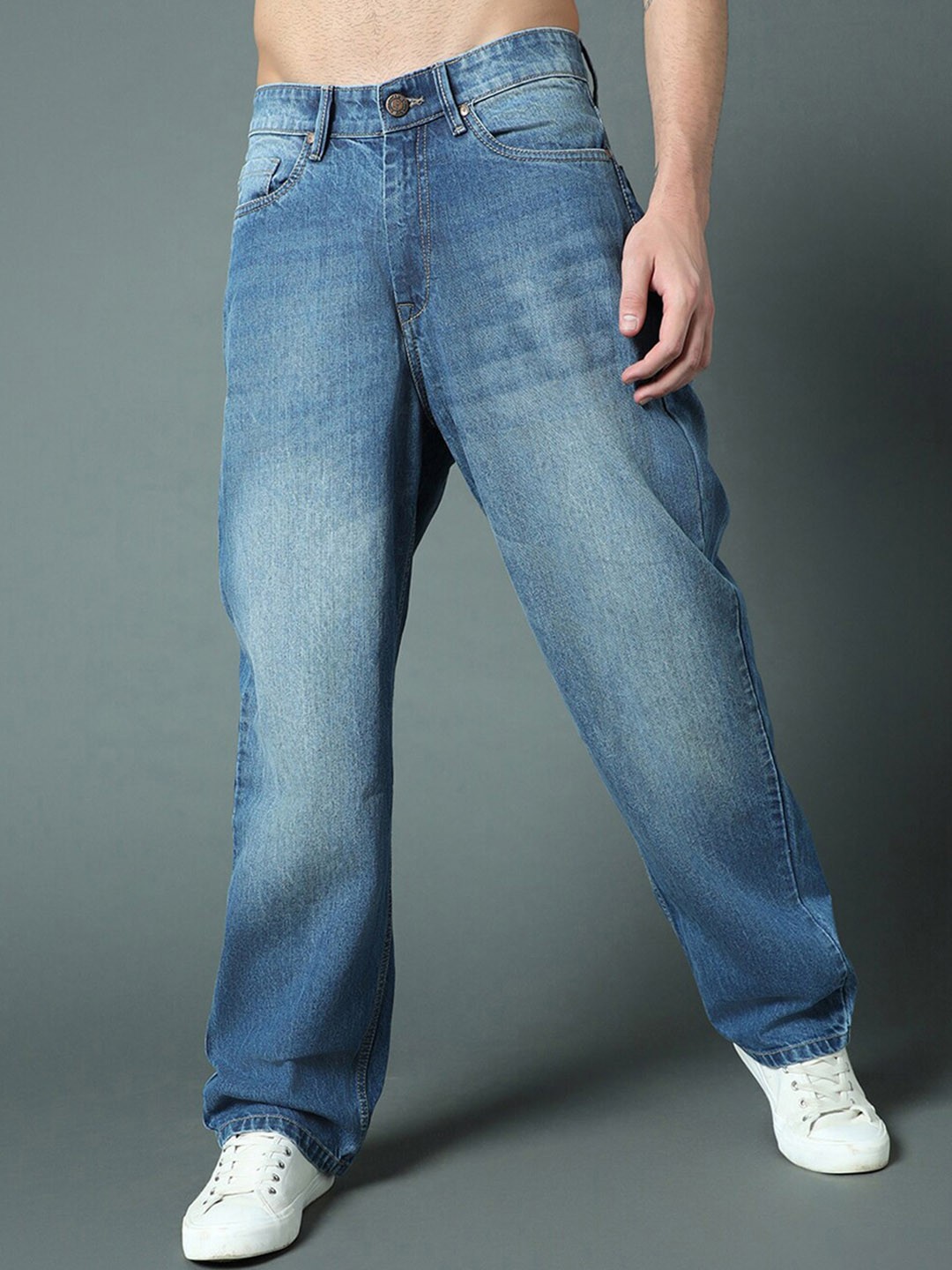 

High Star Men Mid-Rise Clean Look Stretchable Jeans, Black