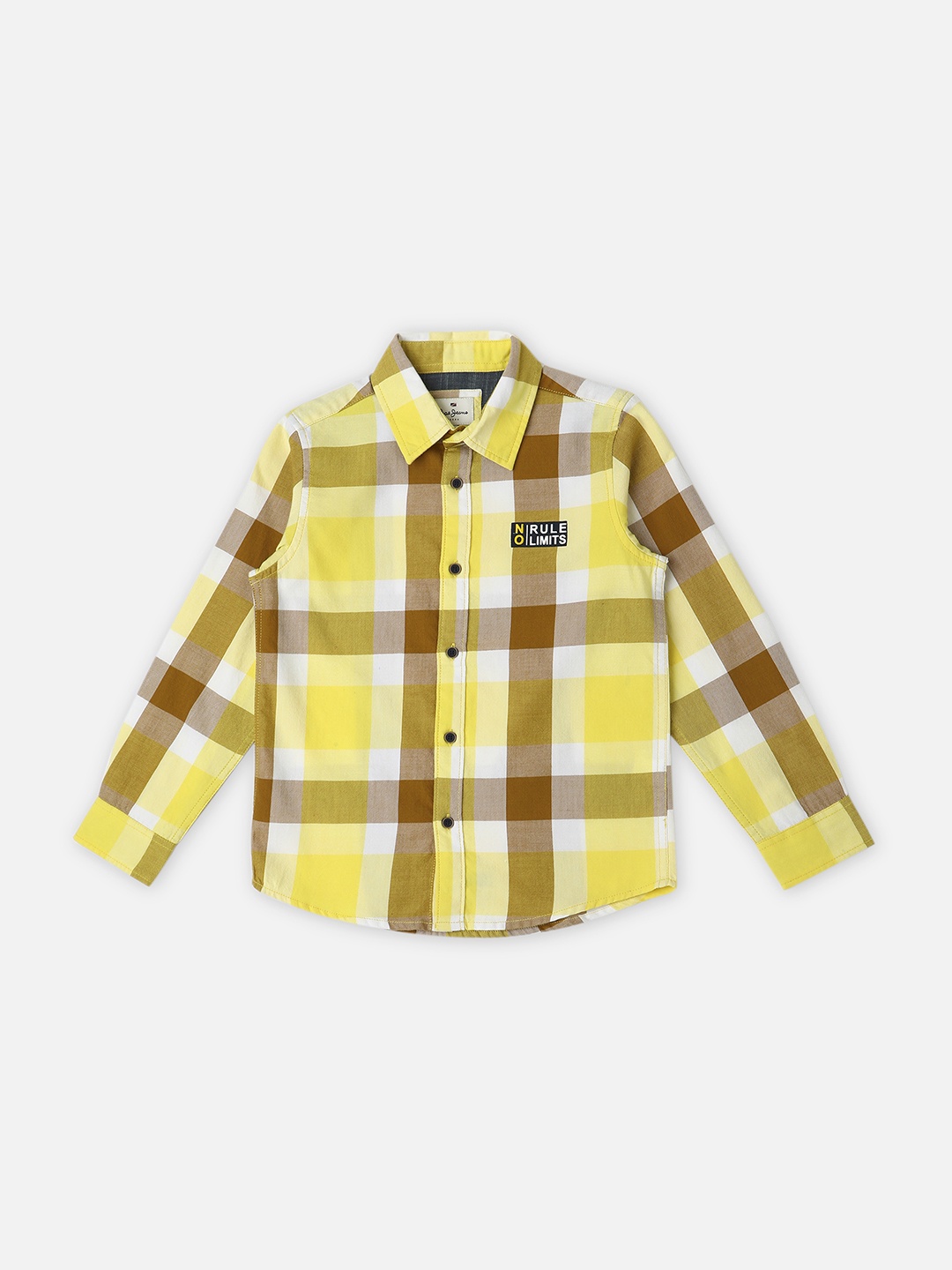 

Pepe Jeans Taft Boys Spread Collar Twill Checked Pure Cotton Casual Shirt, Yellow