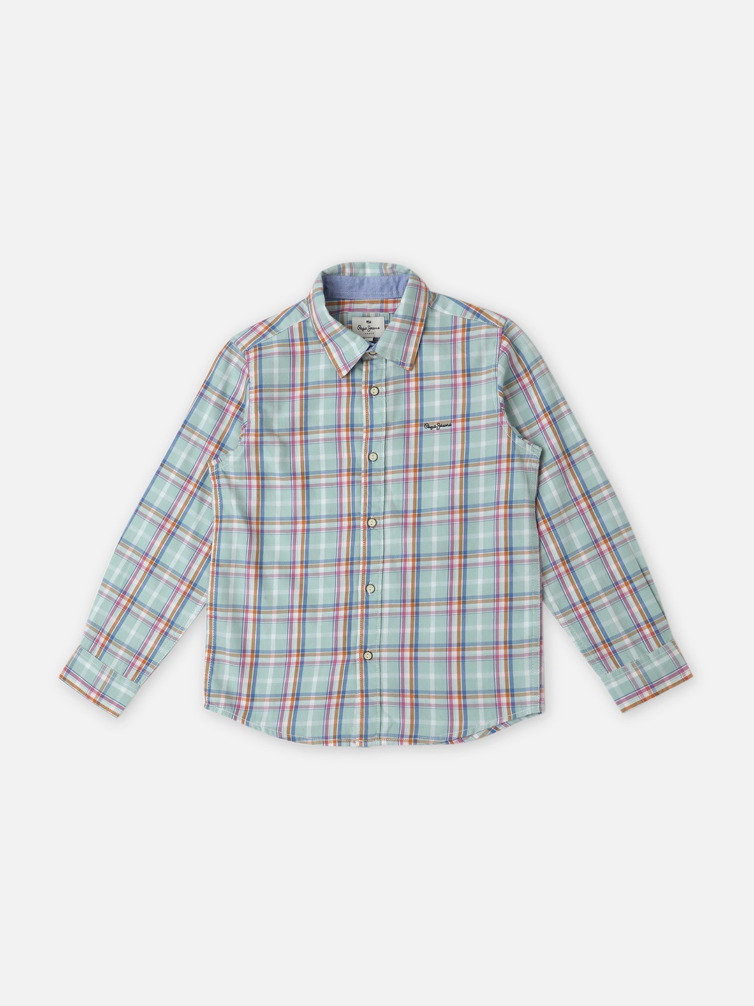 

Pepe Jeans Spence Boys Tartan Checks Checked Pure Cotton Casual Shirt, Blue