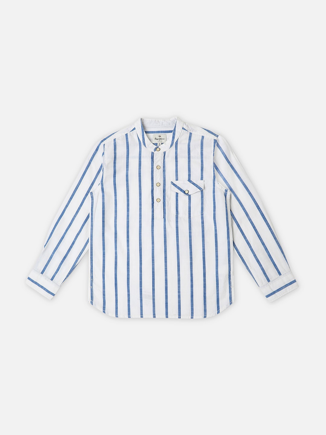 

Pepe Jeans Boys Opaque Striped Cotton Casual Shirt, White